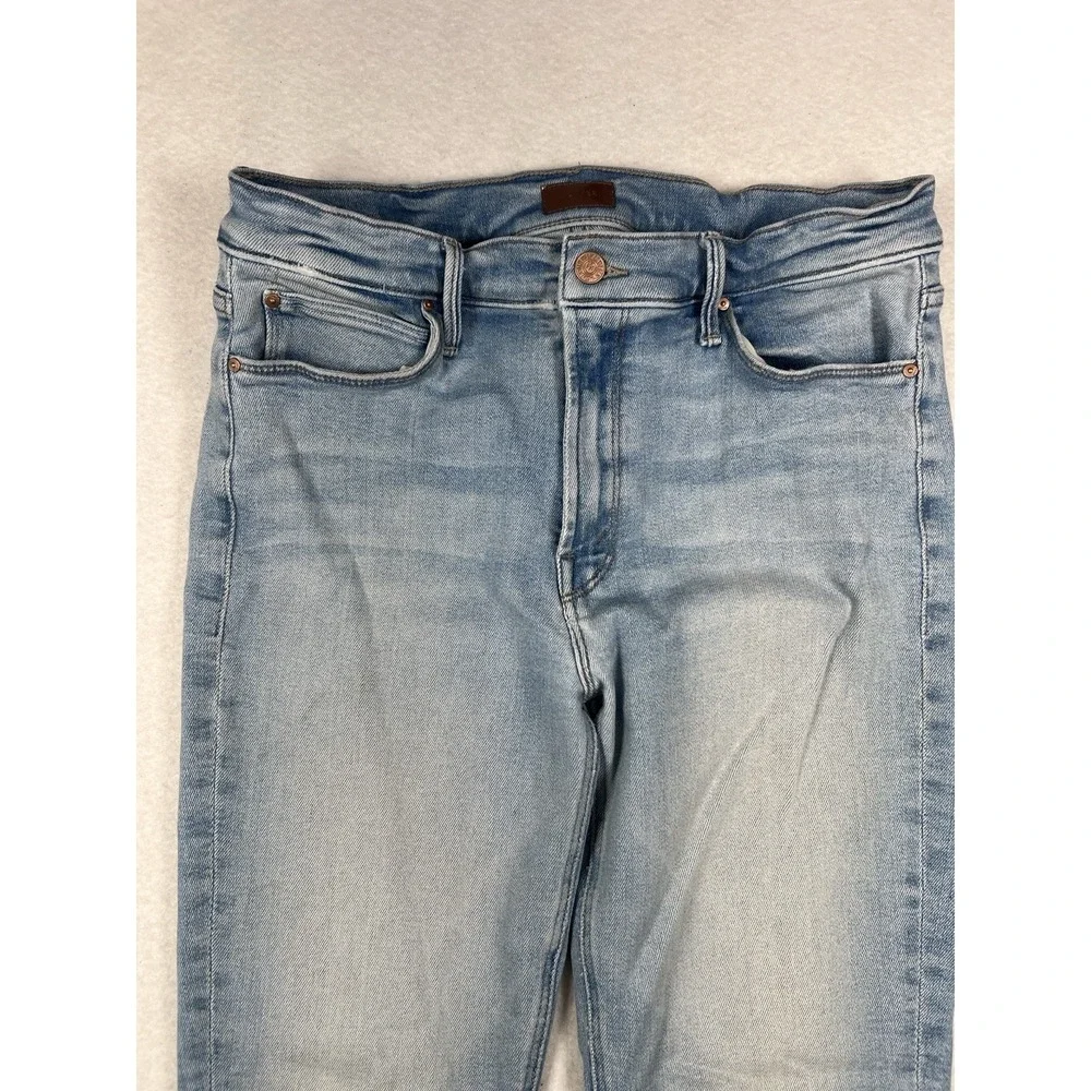 Mother Blue‎ The Mid Rise Dazzler Ankle Step Fray Jeans 31 Hopeless Romantic